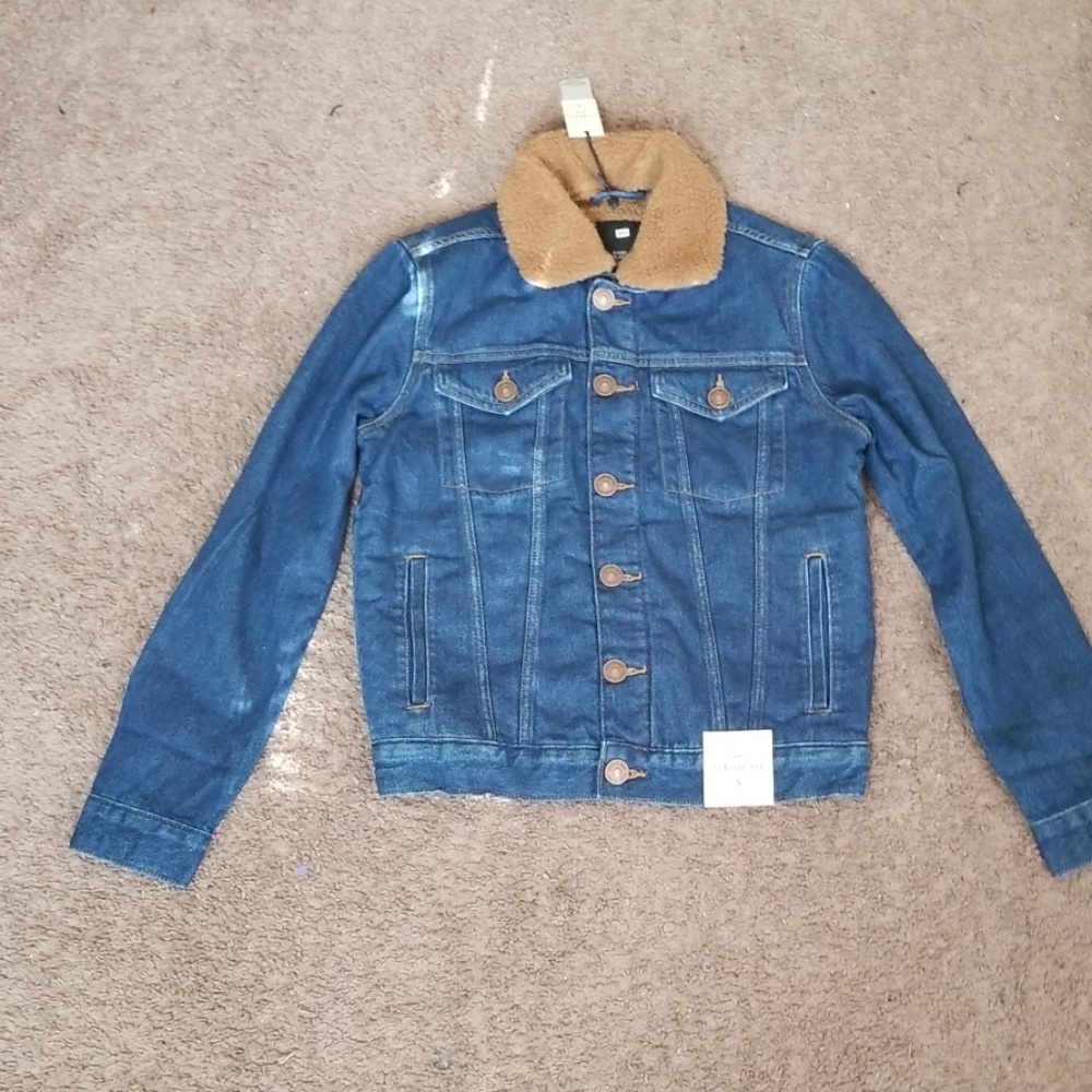 ASOS MENS SIZE SMALL DENIM FAX FUR JACKET
